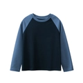 Langärmliges Raglan-T-Shirt für Kinder in Dunkelblau mit hellblauen Ärmeln - 120cm / Nobelblau/Marineblau