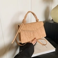Elegante beigefarbene Umhängetasche mit Spitzenprägung und Knotengriff für Damen - Khaki