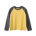 Kids raglan long sleeve cotton t-shirt with yellow body and dark grey contrast sleeves - 120cm