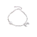 S925 sterling silver bow bracelet with irregular silver beads and a freshwater pearl accent - Shattered Silver Style Bow Pearl Bracelet