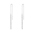 Elegant S925 sterling silver wheat-style tassel drop earrings with sleek long chain design - Wheat Spike Phoenix Tail Feather Tassel Ear Threader / Silver