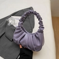 Minimalist purple ruched handbag with cloud-like pleats and stylish handle design - Purple