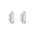S925 sterling silver feather hoop earrings with vintage texture and sleek design - Silver Feather Leaf Earrings