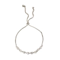 Bracciale a cuore regolabile con opale e zirconi pavé in una finitura argento lucido - Bracciale Cuore Occhio di Gatto e Zirconi
