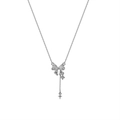 Silberne Schleifen-Halskette mit Zirkonia-Quaste und Stern-Anhänger für eleganten Look - Schleife Zirkon Quaste Halskette (Weißer Zirkon)