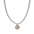 Elegant S925 silver camellia flower pendant necklace with white pearls on white background - Camellia Pearl Necklace