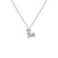 Collier cœur en argent S925 avec zircons en forme de poire et accents d'étoiles - Or Blanc