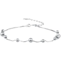 Minimalist S925 silver beaded anklet with polished round beads and box chain design - Mixed Size Round Beads Personalized Anklet