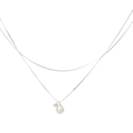 Elegante zweischichtige S925 Silberhalskette mit einem minimalistischen Perlenanhänger - Silber Doppelreihig Perlenanhänger Stil