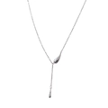 Minimalist silver Y-shaped drop necklace featuring elegant double teardrop pendants - Glossy Water Drop Tassel Necklace