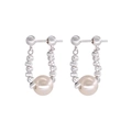 Minimalistische S925 Silber U-Kettenohrringe mit Kugelsteckern und Perlenanhänger - Silberne Perlen Parel Ball Stil