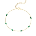 Elegante bracciale a catena dorata con pietre verde smeraldo rettangolari e chiusura regolabile - Smeraldo