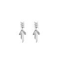 S925 silver bow ribbon earrings with elegant tassel drop design on white background - Bowknot Ribbon Stud Earrings / Silver