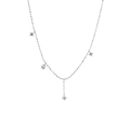 925 silver necklace with teardrop and square zircon pendants on a delicate bead chain - Water Drop Zirconia Tassel Style