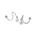 S925 sterling silver S-shaped spiral earrings with star zircon pendants on white background - Pentagram Screw Back Earrings