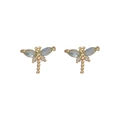 Minimalist dragonfly stud earrings with blue marquise crystals and gold-plated finish - Simple Dragonfly Zircon Stud Earrings