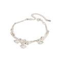 Détail du bracelet double couche en argent S925 avec feuilles de ginkgo et billes polies - Bracelet double couche feuille de ginkgo
