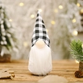 Gnome de Noël décoratif avec chapeau à carreaux noir et blanc et barbe blanche - Style Chapeau à Carreaux Noir et Blanc