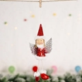 Christmas angel doll with red sequin dress and silver wings hanging on a rope - Red
