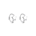 Orecchini a cerchio in argento sterling S925 con stella e finitura lucida a specchio - Orecchini a cerchio a stella lucidi minimalisti