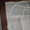 Elegant double layered silver waterdrop and rice bead necklace on a premium gift box - Double Layer Water Drop & Rice Bead Necklace