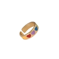 Anello aperto dorato regolabile con motivi a cuore arcobaleno in smalto per donne - Aperto Regolabile / Cuore Colorato Oro