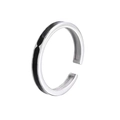 Minimalistischer silberner offener Ring mit schwarzer Emaille-Linie im geometrischen Design - Einstellbar Offen / Schwarzer Geometrischer Tropfkleber Ring