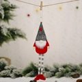 Christmas gnome ornament with gray star hat and long striped legs for tree decoration - Grey Hat