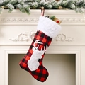Chaussette de Noël classique à carreaux rouges et noirs avec motif tête de renne - Chaussette de Noël à Carreaux Rouges et Noirs Style Tête de Renne