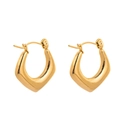 Detailed close-up of golden geometric U-shaped earrings with textured facet and hinge closure - Geometric U-Shaped-Gold(CBGE0043JS)