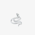 S925 Sterling Silber Schlangenring mit grünen Edelsteinaugen und Schuppenstruktur - Schlangenring / Silber