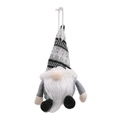 Gnomo di Natale in peluche con berretto in maglia a righe bianche e nere - Stile Palla Grigia