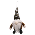 Gnomo natalizio di peluche con cappello lavorato a maglia marrone e bianco da appendere - Stile Palla Marrone
