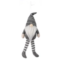 Christmas gnome plush ornament with grey and white stripes and long legs hanging - Grey Striped Forest Old Man Hanging Leg Pendant