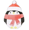 Cute penguin tin box with Christmas hat and red striped scarf for holiday gift storage - Penguin Style