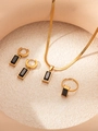Minimalist gold-plated jewelry set featuring rectangular black stones and snake chain - Black Rhinestone Jewelry Set 5