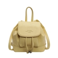 Minimalist light yellow PU leather mini backpack with drawstring and metal bead detail - Yellow