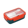 Boîte à bento double couche en acier inoxydable 304 avec couverts et couvercle - 900ml / Orange