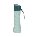 Opvouwbare siliconen sportfles in muntgroen met antisliptextuur en een metalen karabijnhaak - 500ml / Groen