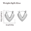 Orecchini a cuore in argento lucido con design a V, peso 9g e larghezza di 2cm - Cuore a V Liscio (CBGE0002) / Argento