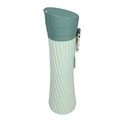 Collapsible silicone sports bottle in Morandi green with textured grip and silver carabiner - 500ml / Vanilla Green