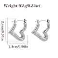Polished silver heart hoop earrings with textured hammered finish 24mm size - Hammered V-Heart (CBGE0014) / Silver
