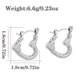 Silver stainless steel heart hoop earrings with hammered texture and tiny heart details - Hammered w/ Small Heart (CBGE0025) / Silver