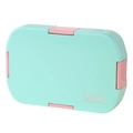 Fiambrera portátil de plástico verde menta con hebillas rosas y diseño Yummy Bento - Verde
