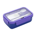 Boîte à bento en acier 304 bleu et violet avec couverts inclus dans le couvercle - 900ml / Violet