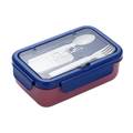 Boîte bento en acier inoxydable 304 bleu et rouge avec couverts et couvercle transparent - 900ml / Bleu