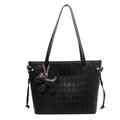 Borsa tote nera trapuntata con motivo a rombi e ciondolo a forma di cane - Con Ciondolo / Nero