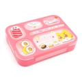 Rosa japanische Bento-Box mit süßen Sushi-Cartoons und 4 praktischen Fächern für Kinder - 6-Fächer Rosa