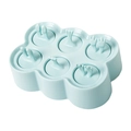 Light blue 6-cavity DIY popsicle mold featuring cute animal paw shaped handles - Rectangular Blue