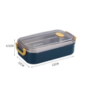 Blue and yellow double-layer 304 stainless steel bento lunch box with a clear lid - 800ml Single Layer / Classic Blue